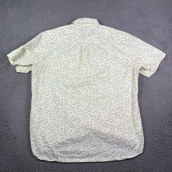 Katin Button Shirt Mens Large White Green Floral Short Sleeve Hawaiian Pocket - Picture 5 of 9